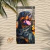 Strandlaken in microfiber, 100 x 180 cm. , Rottweiler