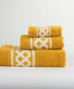 3-delige badkamerset Amazonas, mosterdgeel, 1 gastendoek + 1 handdoek + 1 saunalaken