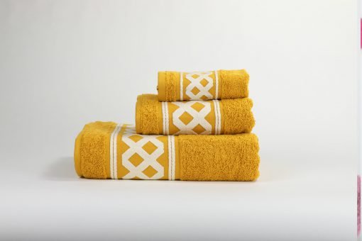 3-delige badkamerset Amazonas, mosterdgeel, 1 gastendoek + 1 handdoek + 1 saunalaken