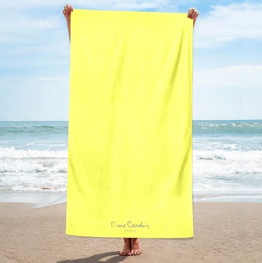 Katoenen strandlaken 'Pierre Cardin', 100 x 180 cm., topkwaliteit, ref.299, geel