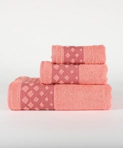 3-delige badkamerset Acapulco coraal, 1 gastendoek + 1 handdoek + 1 saunalaken