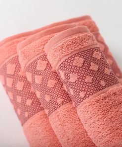 Alternative view of 3-delige badkamerset Acapulco coraal, 1 gastendoek + 1 handdoek + 1 saunalaken