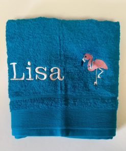 Gepersonaliseerde handdoek 50 x 100 flamingo