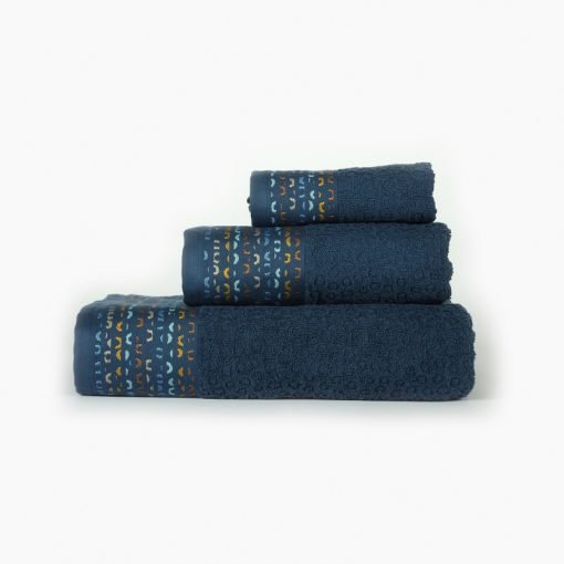 3-delige badkamerset Moon, marineblauw, 1 gastendoek + 1 handdoek + 1 saunalaken
