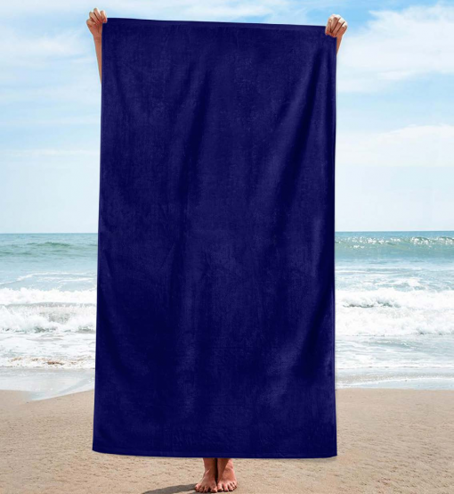 Katoenen strandlaken, marineblauw, 100 x 180 cm. , ref.354