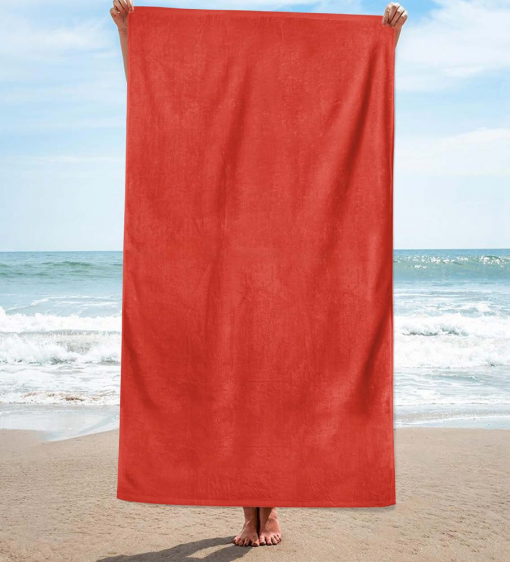 Katoenen strandlaken, rood, 100 x 180 cm. , ref.350