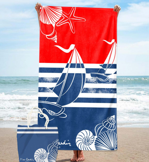 Strandtas inclusief strandlaken 100 x 180 cm. in microvezel, Pierre Cardin