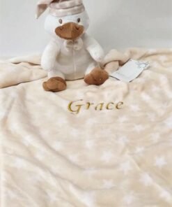 Knuffel eend met gepersonaliseerde plaid