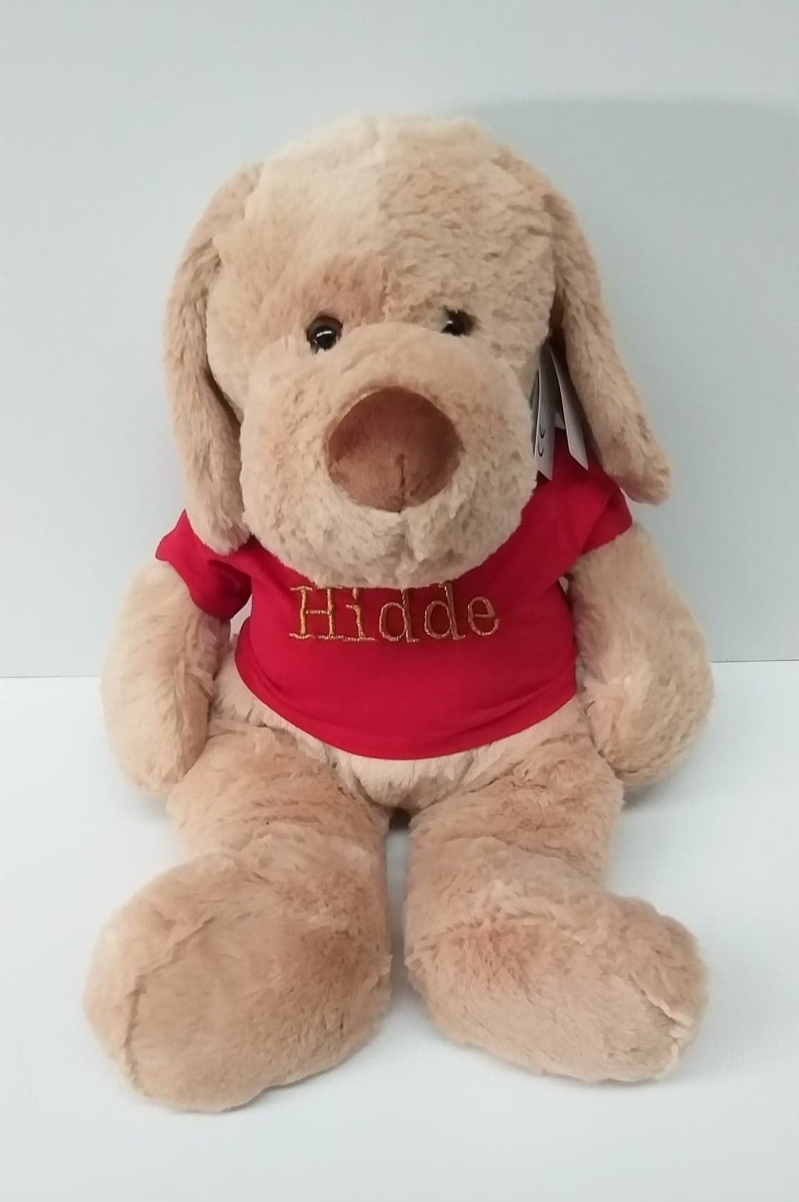 Kerst - Knuffelhond met jouw naam - 45 cm.