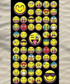 Strandlaken in microfiber, 100 x 180 cm. , Smileys
