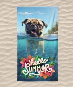 Strandlaken in microfiber, 100 x 180 cm. , dog ref.438