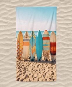 Strandlaken in microfiber, 100 x 180 cm. , surfboards, ref446