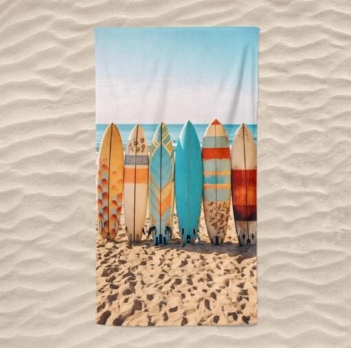Strandlaken in microfiber, 100 x 180 cm. , surfboards, ref446