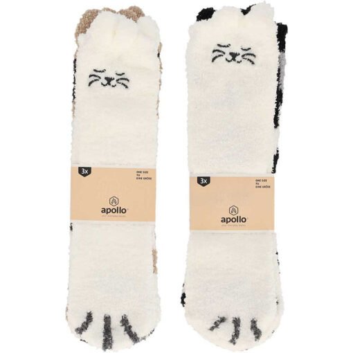 Huissokken dames - kattenthema - 3-pack