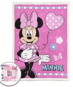 Kinderdeken, sedalina met 1 kant teddy, 100 x 140, Minnie Mouse