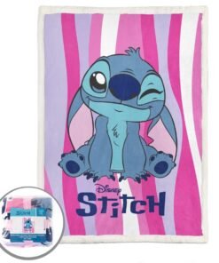 Kinderdeken, sedalina met 1 kant teddy, 100 x 140, Lilo & Stitch 00825
